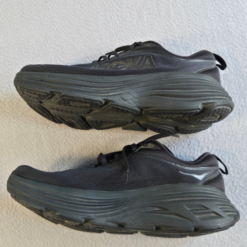 Hoka Bondi 8 Running Shoes Mens 9.5 Black Black 1123202 BBLC Cushioned Sneakers - Picture 5 of 9